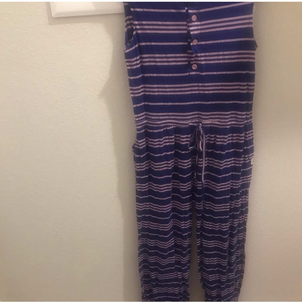 Striped Navy and White Sleeveless Jumpsuit Size 12 NWOT
